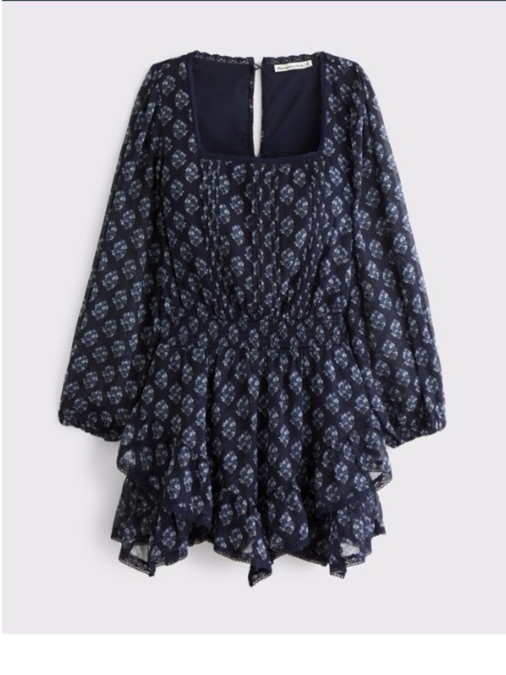 Abercrombie Deep Navy Long-Sleeve Tiered Skort with Floral Print